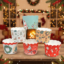 Load image into Gallery viewer, K403 Merry Christmas Hard Paper Muffin Liner 50 Pieces Medium | Random Color &amp; Design
