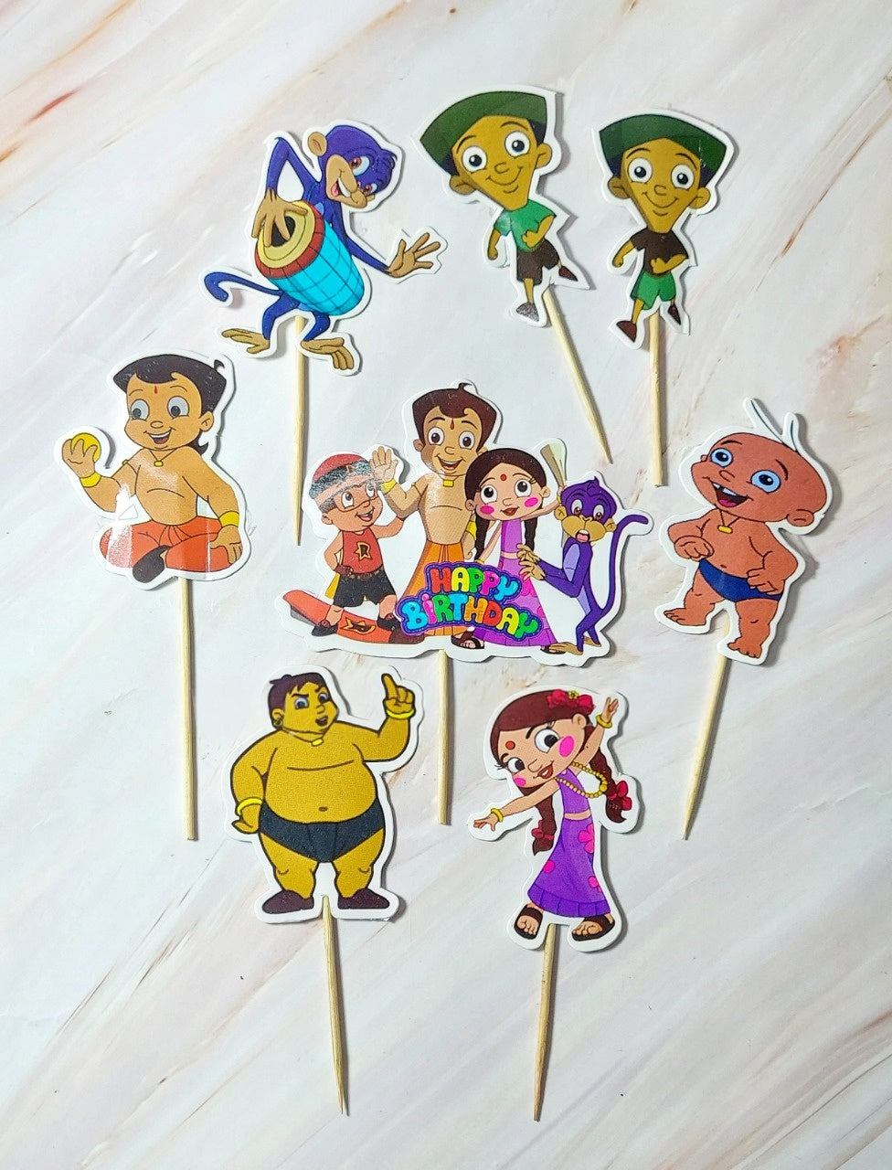 A39 Chhota Bheem Cake Toppers | Cartoon Paper Theme Toppers Set