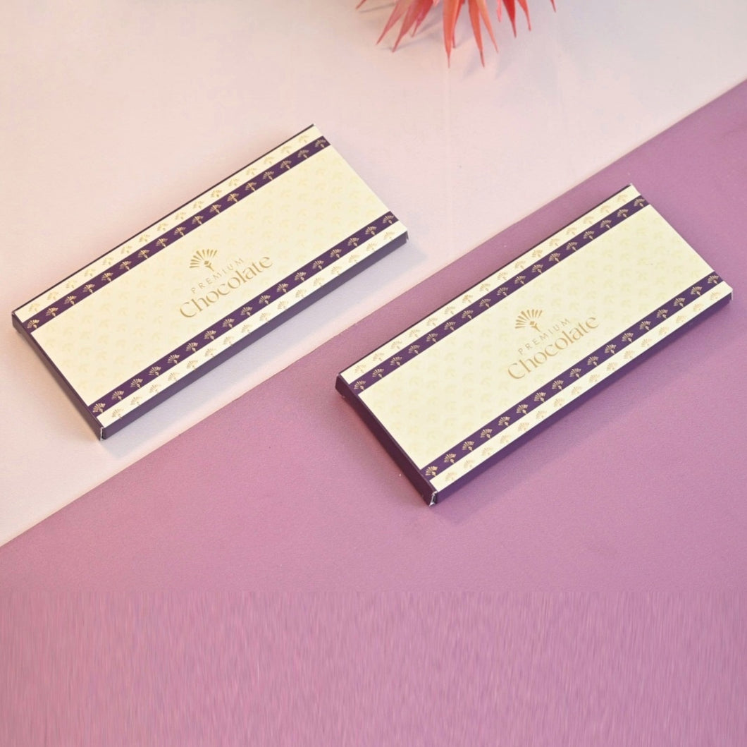 M824 Ivory & Purple Luxe Golden Embossed Large Chocolate Bar Box