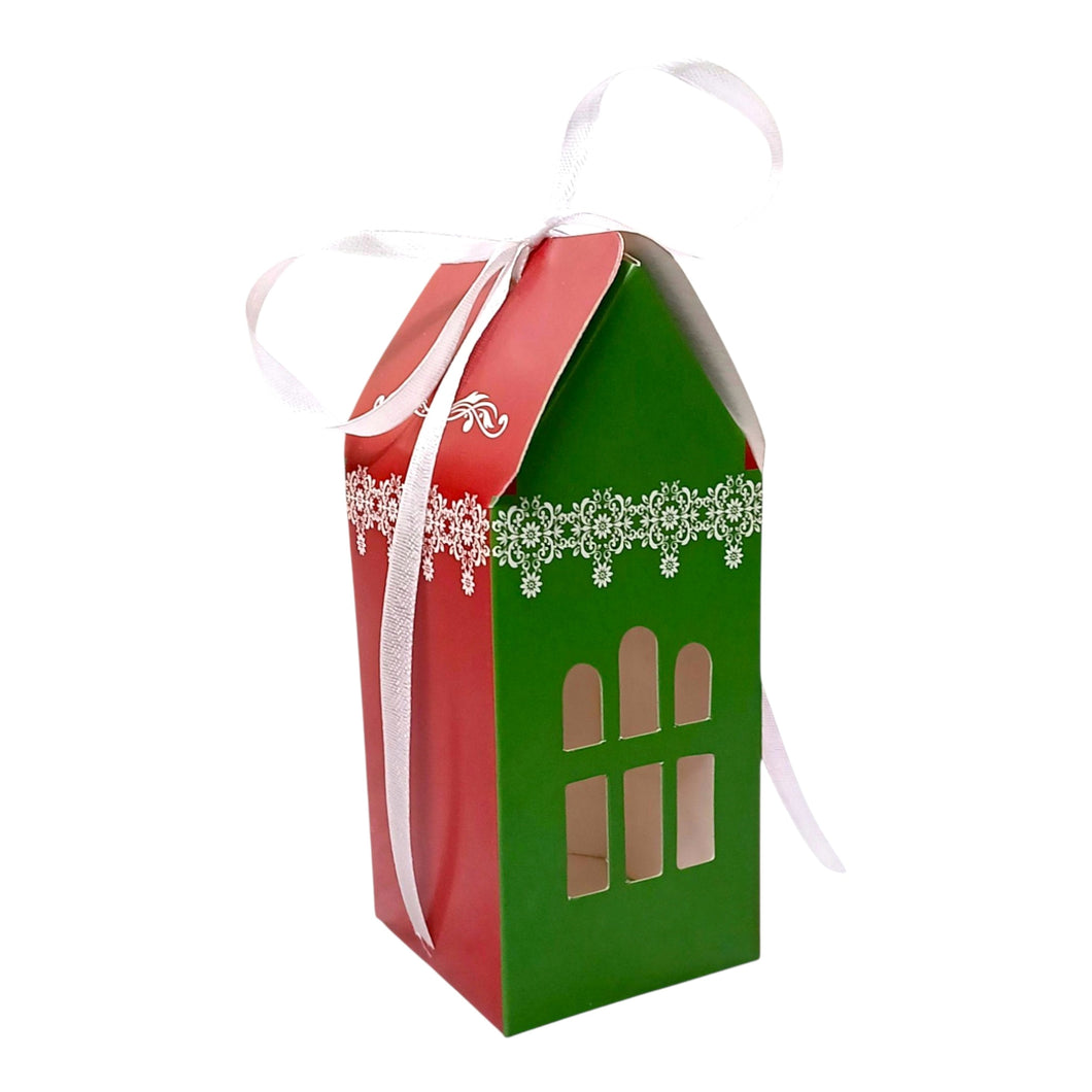 M413 Merry Christmas Carnival Hut Multi Purpose Chocolate Box with Ribbon