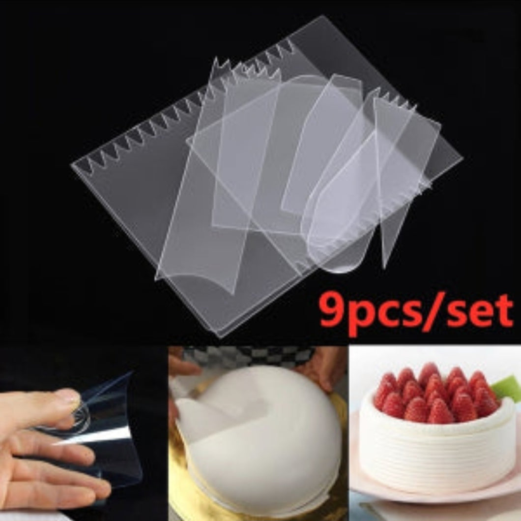 Plastic OHP Sheet Cake Scraper 9 Piece Set