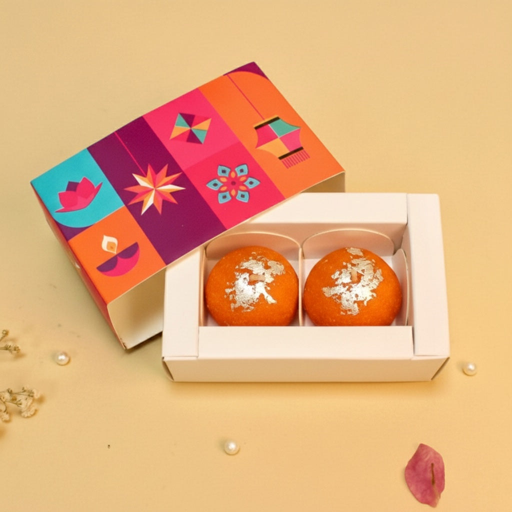 M316 Happy Diwali Joyous 2 Cavity Chocolate Box | Candles | Macarons
