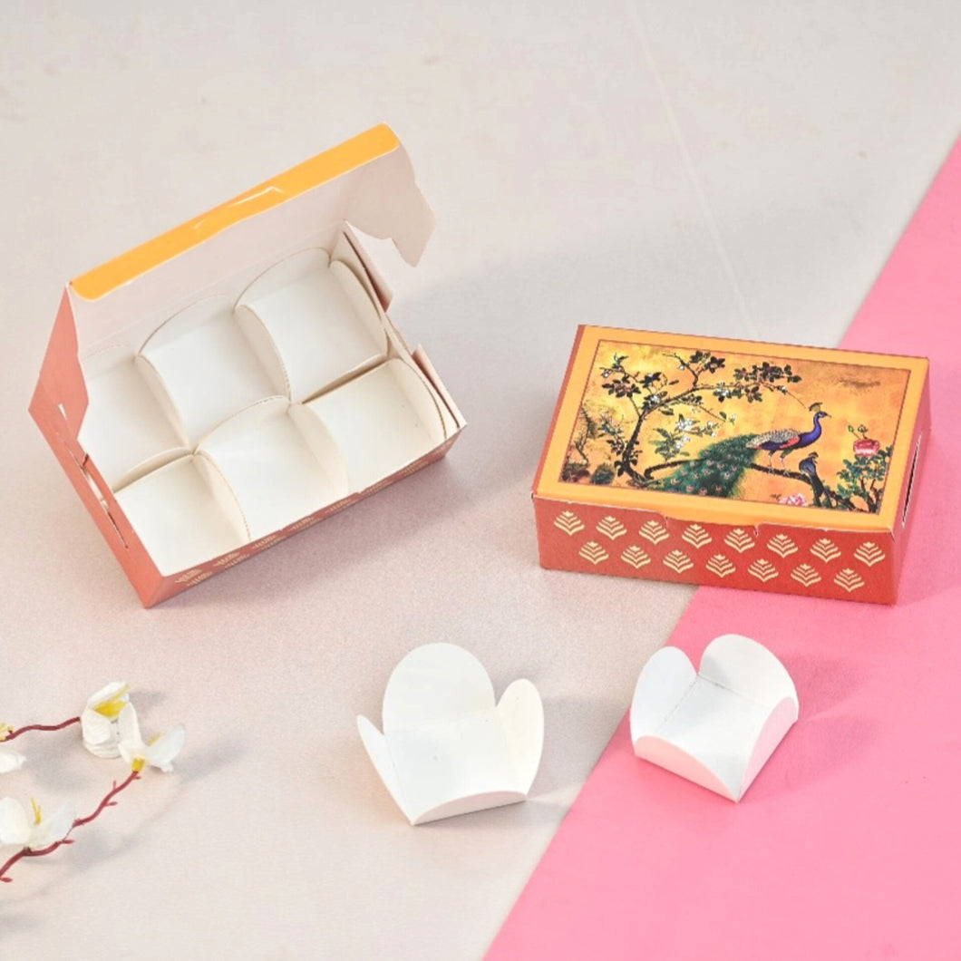 M835 6 Cavity Yellow Peacock Chocolate Box