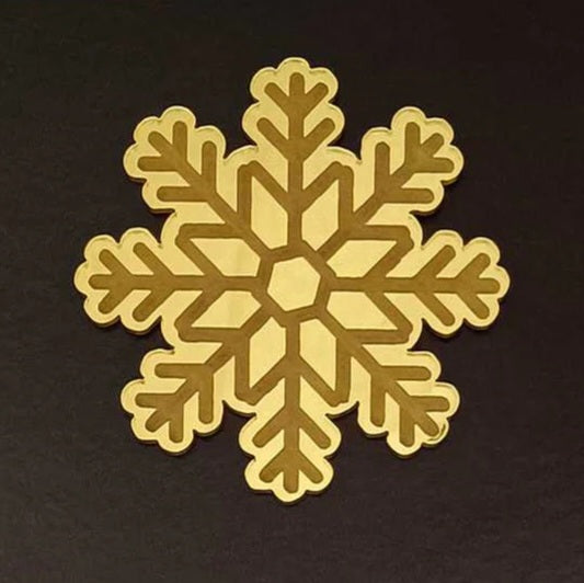 B403 Merry Christmas Snowflake Golden Acrylic Cutout