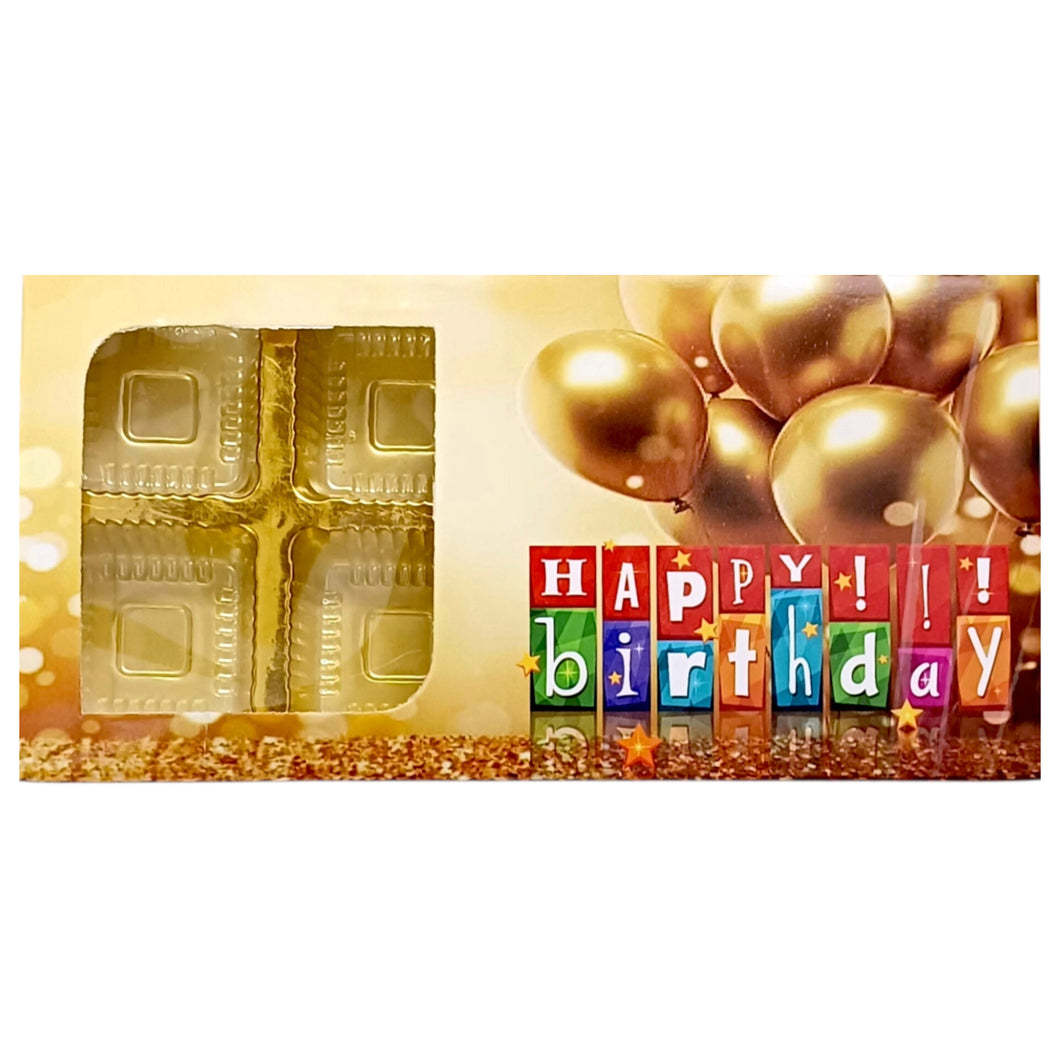 M272 Happy Birthday 8 Cavity Golden Chocolate Box