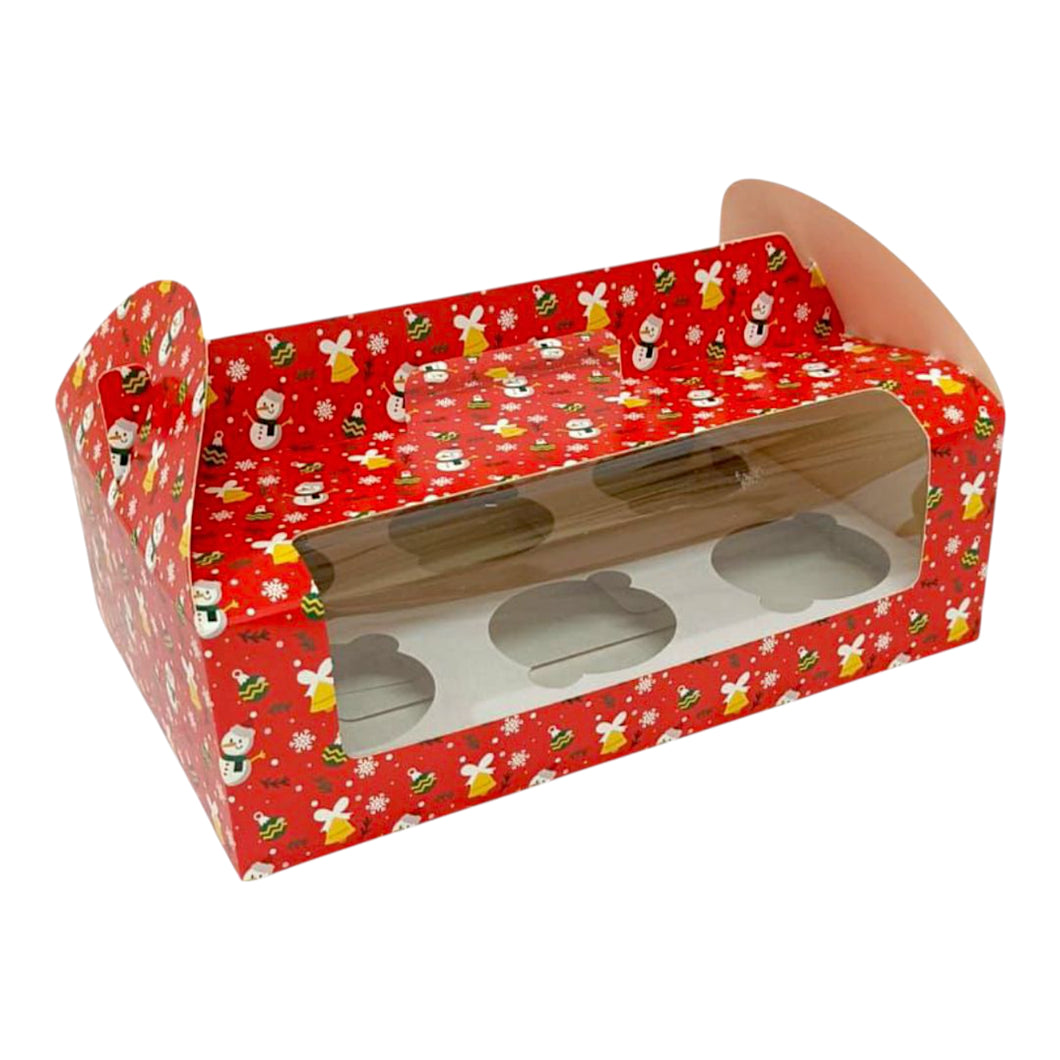 M464 Merry Christmas Red 6 Jar | Cupcake Box