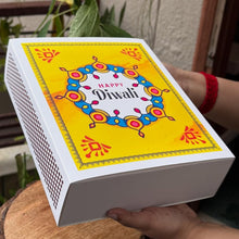 Load image into Gallery viewer, M993 Happy Diwali Yellow Rangoli Mathstick Large Sliding Hamper Box
