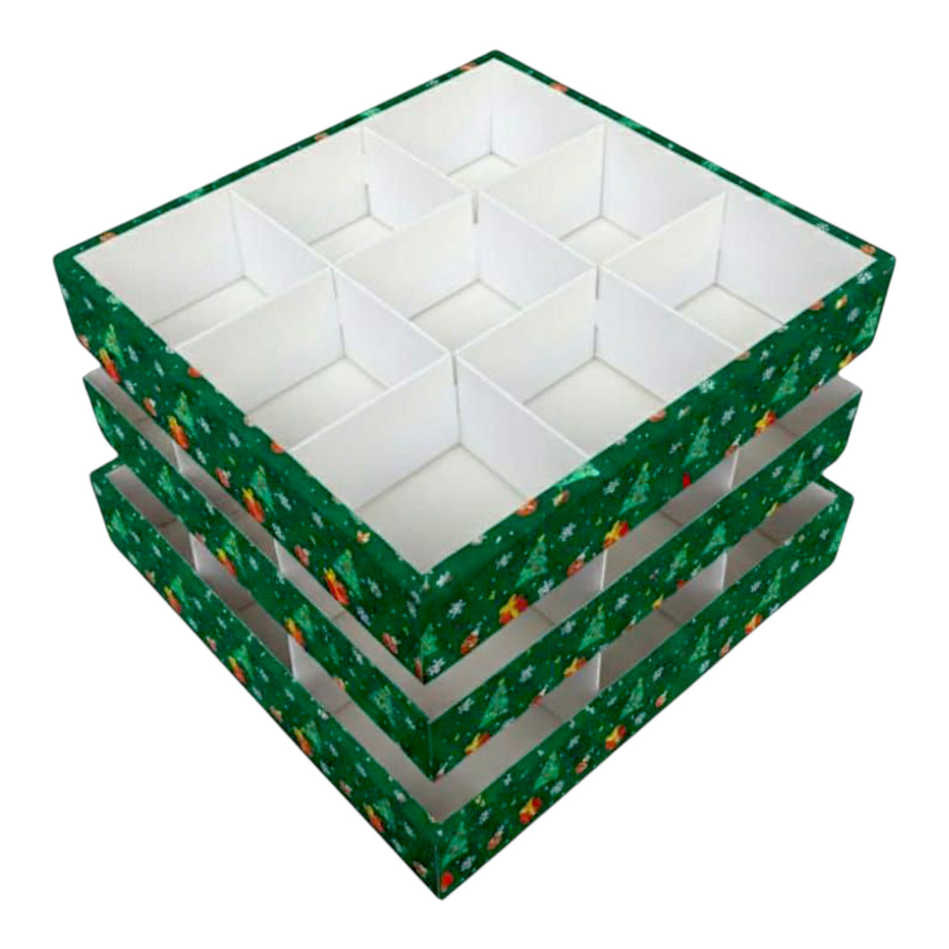 M471 Merry Christmas Green 9 Partition Hamper Box | Brownies | Candles | Chocolates