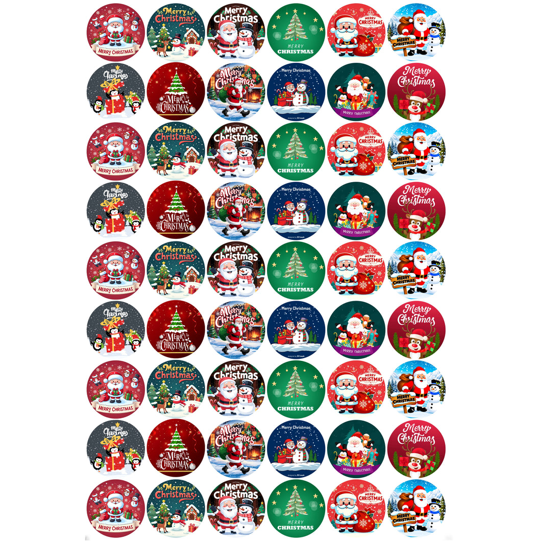 Merry Christmas Round Sticker Sheet