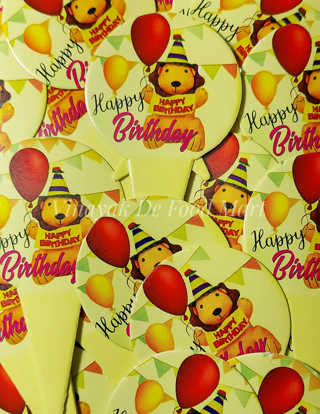 A2 Happy Birthday Small Paper Cake Topper 10 Piece Pack