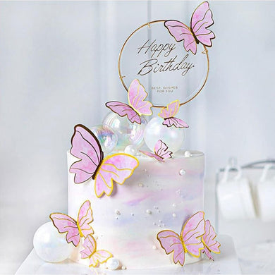 A77 Pink Butterfly with Sticks 10 Pieces Set