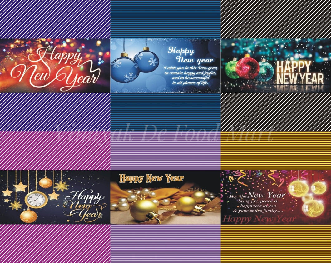 Happy New Year Chocolate Bar Stickers Sheet