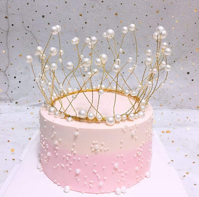 White Pearl Crown Topper 5 Inches
